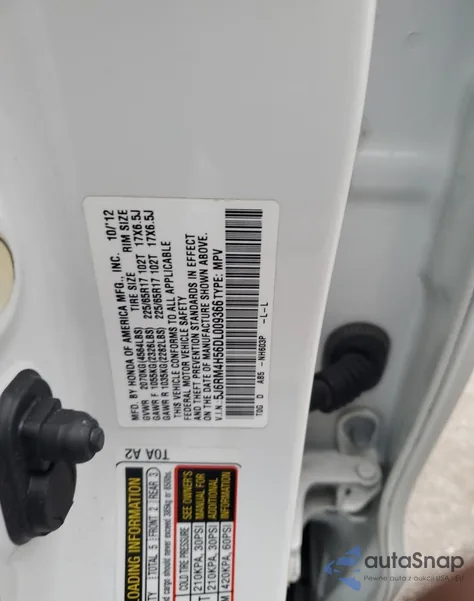 2013 Honda Cr-V Ex z USA, uszkodzony, nr VIN 5J6RM4H56DL009366